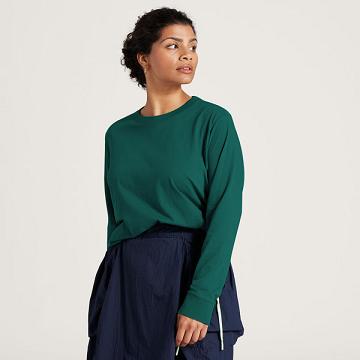 Allbirds Allgood Baumwoll Long Sleeve T-shirts Damen Türkis | DE1135UZ