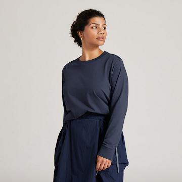 Allbirds Allgood Baumwoll Long Sleeve T-shirts Damen Navy | DE1136YX