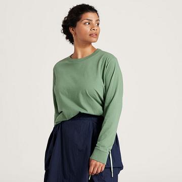 Allbirds Allgood Baumwoll Long Sleeve T-shirts Damen Grün | DE1137TC