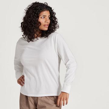Allbirds Allgood Baumwoll Long Sleeve T-shirts Damen Weiß | DE1139EB