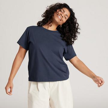 Allbirds Allgood Baumwoll T-shirts Damen Navy | DE1131AH