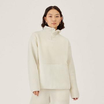 Allbirds Fluff Fleece Pullover Hoodie Damen Weiß | DE1100HA
